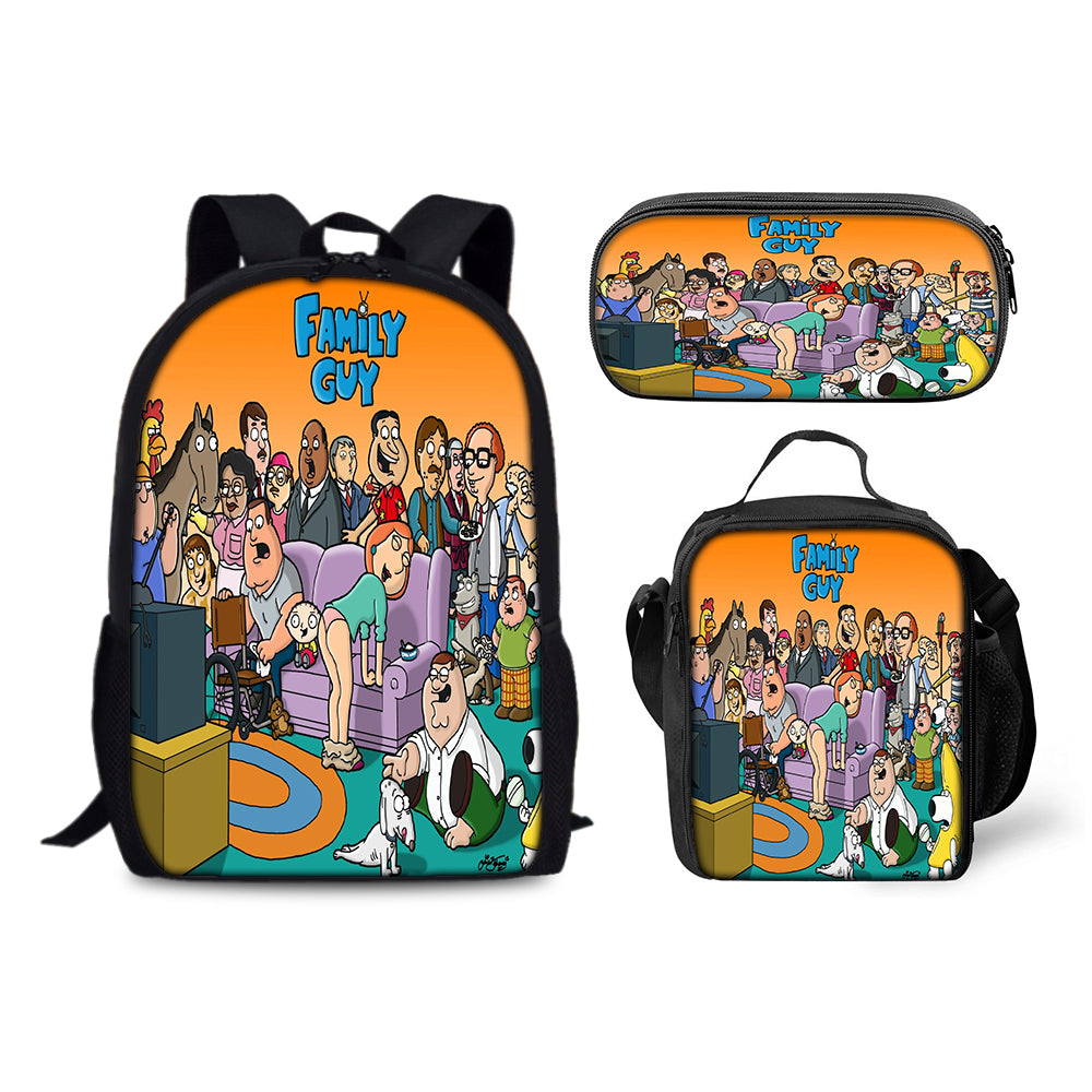 Family Guy Schoolbag Backpack Lunch Bag Pencil Case 3pcs Set Gift for Kids Students
