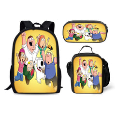 Family Guy Schoolbag Backpack Lunch Bag Pencil Case 3pcs Set Gift for Kids Students