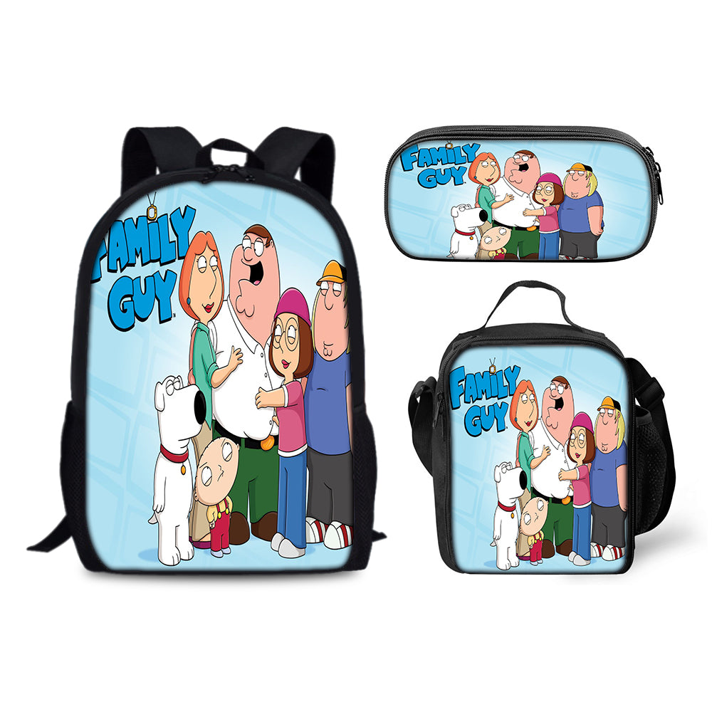 Family Guy Schoolbag Backpack Lunch Bag Pencil Case 3pcs Set Gift for Kids Students