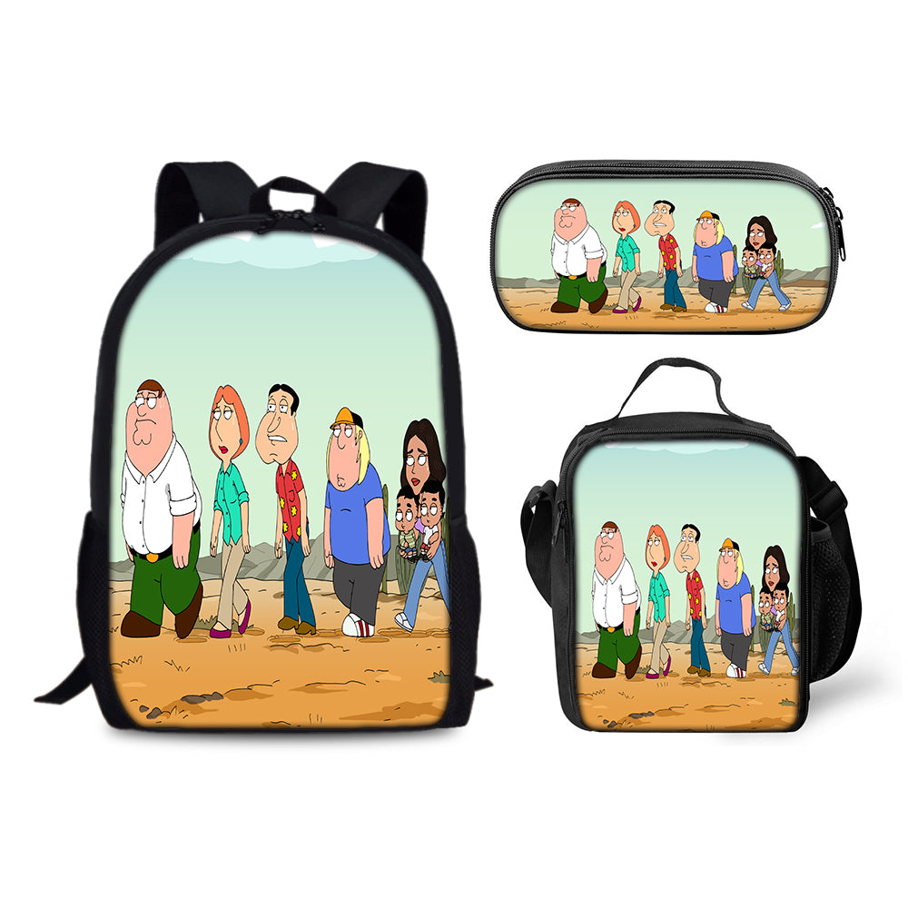 Family Guy Schoolbag Backpack Lunch Bag Pencil Case 3pcs Set Gift for Kids Students