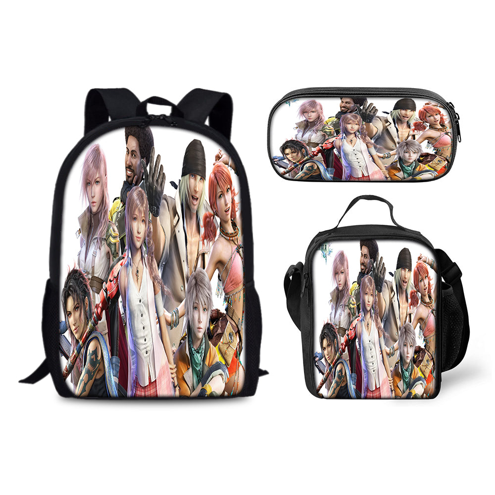 Final Fantasy Schoolbag Backpack Lunch Bag Pencil Case 3pcs Set Gift for Kids Students