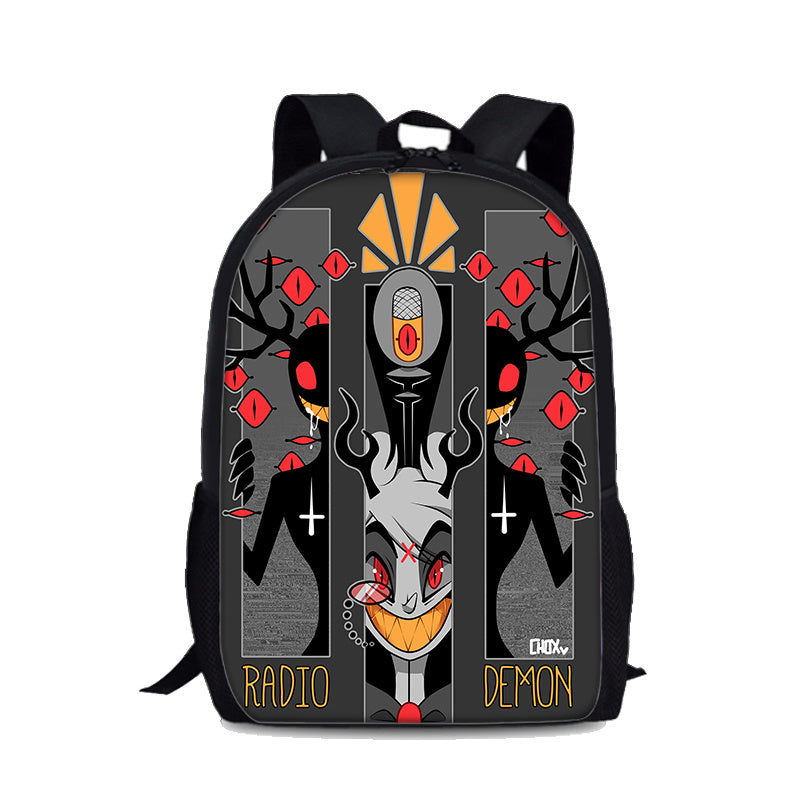 Hazbin Hotel Alastor Radio Demon Backpack School Sports Bag for Kids Boy Girl