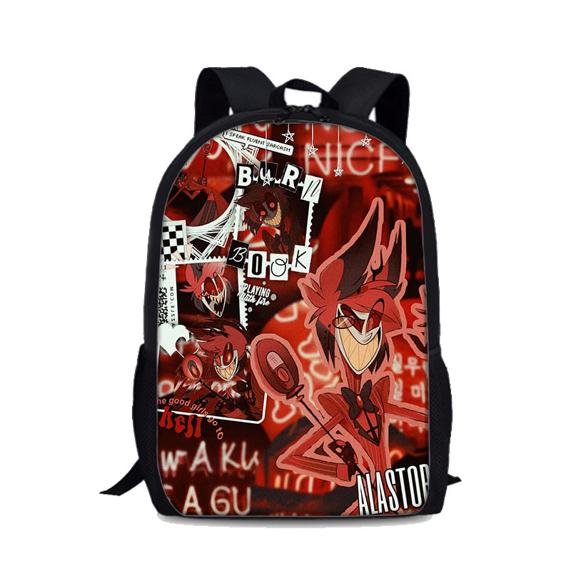 Hazbin Hotel Alastor Radio Demon Backpack School Sports Bag for Kids Boy Girl