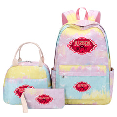 Hazbin Hotel Pink Starry Sky SchoolBag Backpack Lunch Box Bag Book Pencil Bags 3pcs Set