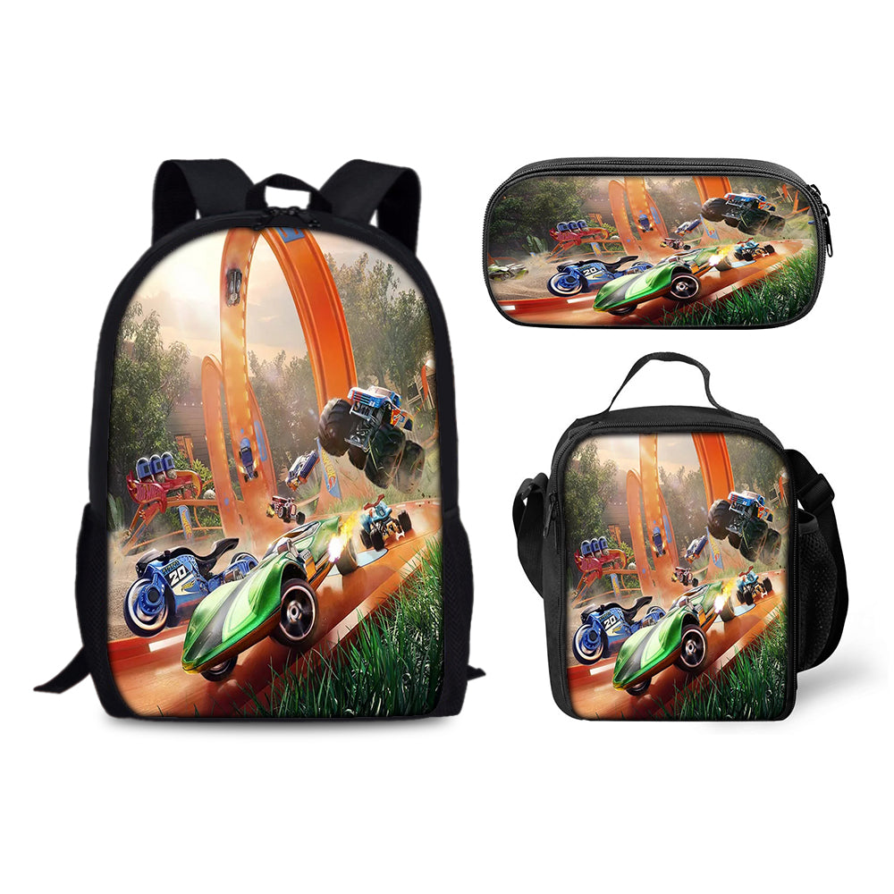 Hot Wheels Schoolbag Backpack Lunch Bag Pencil Case 3pcs Set Gift for Kids Students