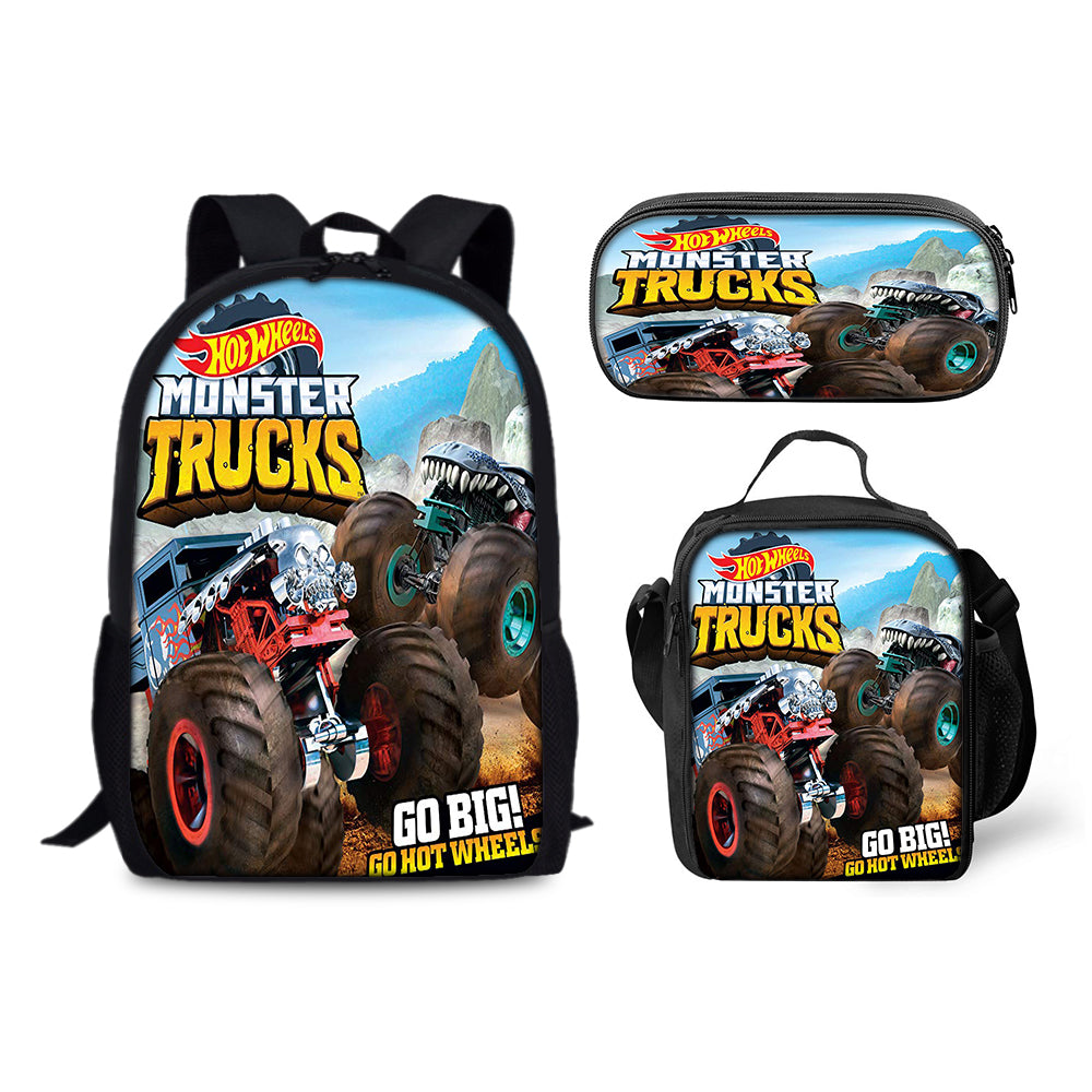 Hot Wheels Schoolbag Backpack Lunch Bag Pencil Case 3pcs Set Gift for Kids Students