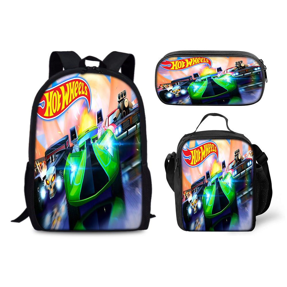 Hot Wheels Schoolbag Backpack Lunch Bag Pencil Case 3pcs Set Gift for Kids Students