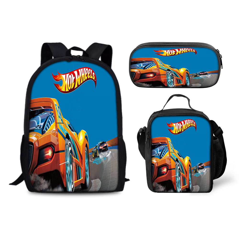 Hot Wheels Schoolbag Backpack Lunch Bag Pencil Case 3pcs Set Gift for Kids Students