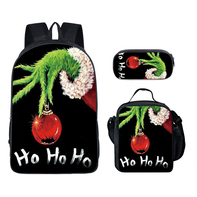 How The Grinch Stole Christmas Schoolbag Backpack Lunch Bag Pencil Case 3pcs Set Gift for Kids Students