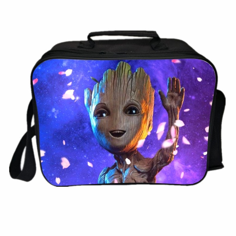 I AM Groot PU Leather Portable Lunch Box School Tote Storage Picnic Bag