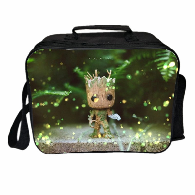 I AM Groot PU Leather Portable Lunch Box School Tote Storage Picnic Bag