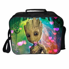 I AM Groot PU Leather Portable Lunch Box School Tote Storage Picnic Bag