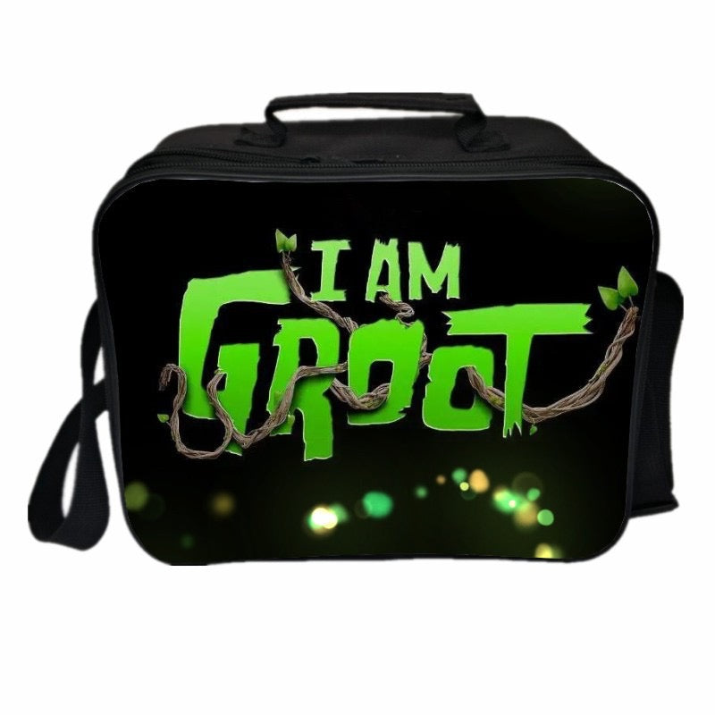 I AM Groot PU Leather Portable Lunch Box School Tote Storage Picnic Bag