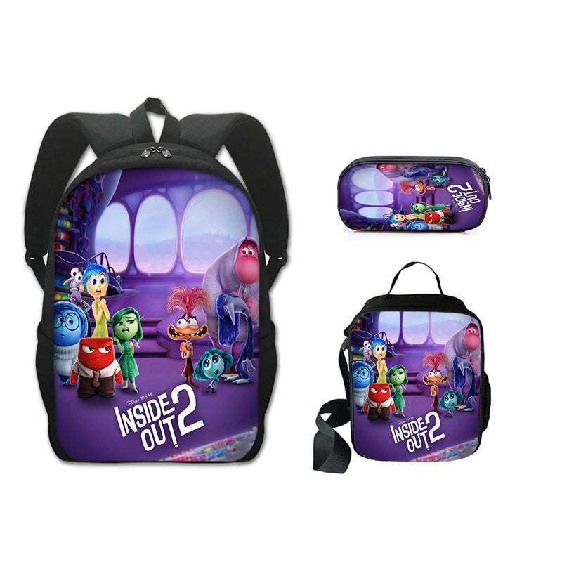 Inside Out Schoolbag Backpack Lunch Bag Pencil Case 3pcs Set Gift for Kids Students