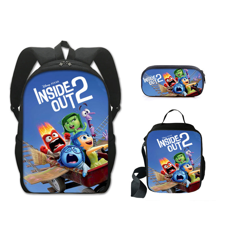 Inside Out Schoolbag Backpack Lunch Bag Pencil Case 3pcs Set Gift for Kids Students