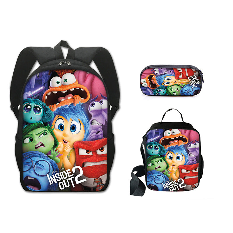 Inside Out Schoolbag Backpack Lunch Bag Pencil Case 3pcs Set Gift for Kids Students