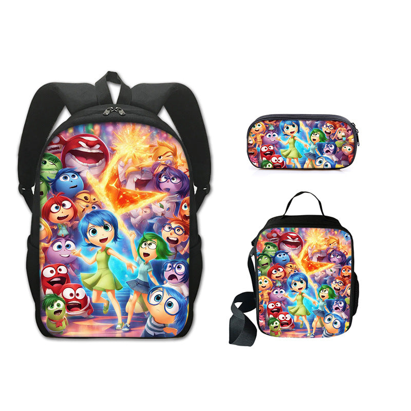 Inside Out Schoolbag Backpack Lunch Bag Pencil Case 3pcs Set Gift for Kids Students