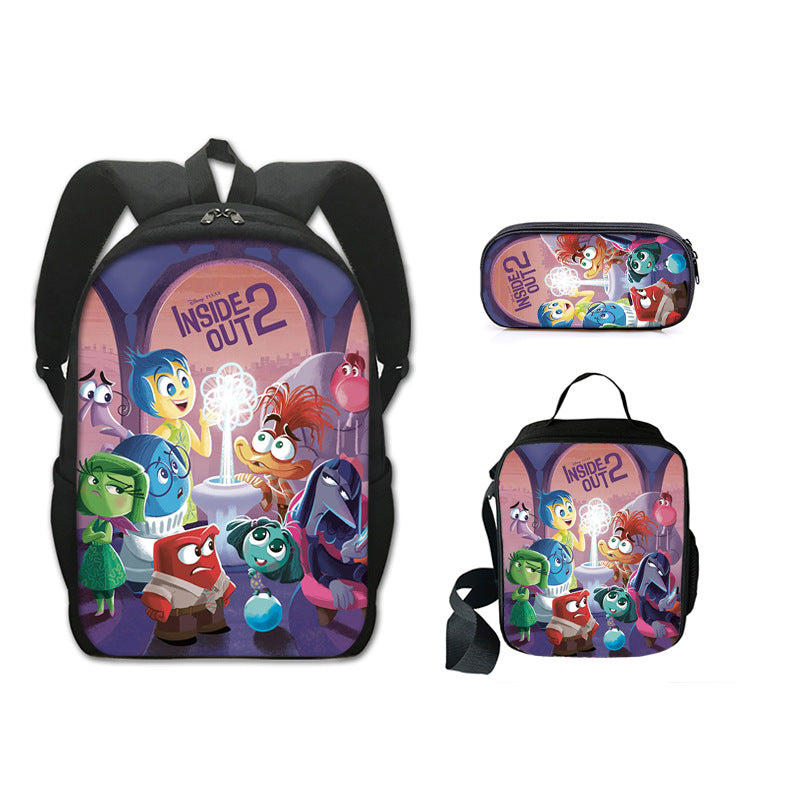 Inside Out Schoolbag Backpack Lunch Bag Pencil Case 3pcs Set Gift for Kids Students