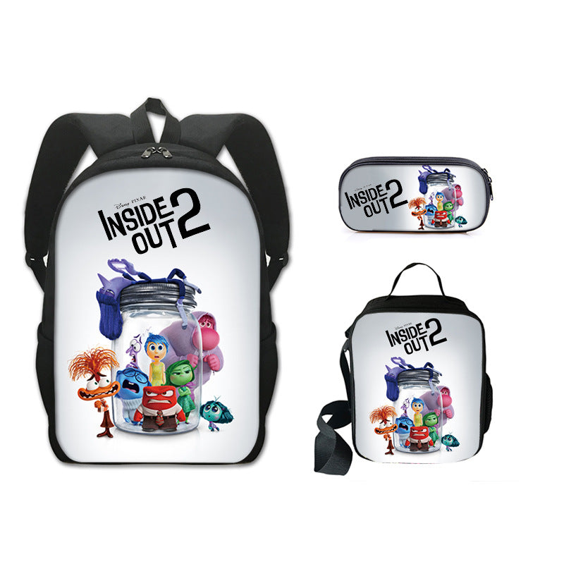 Inside Out Schoolbag Backpack Lunch Bag Pencil Case 3pcs Set Gift for Kids Students