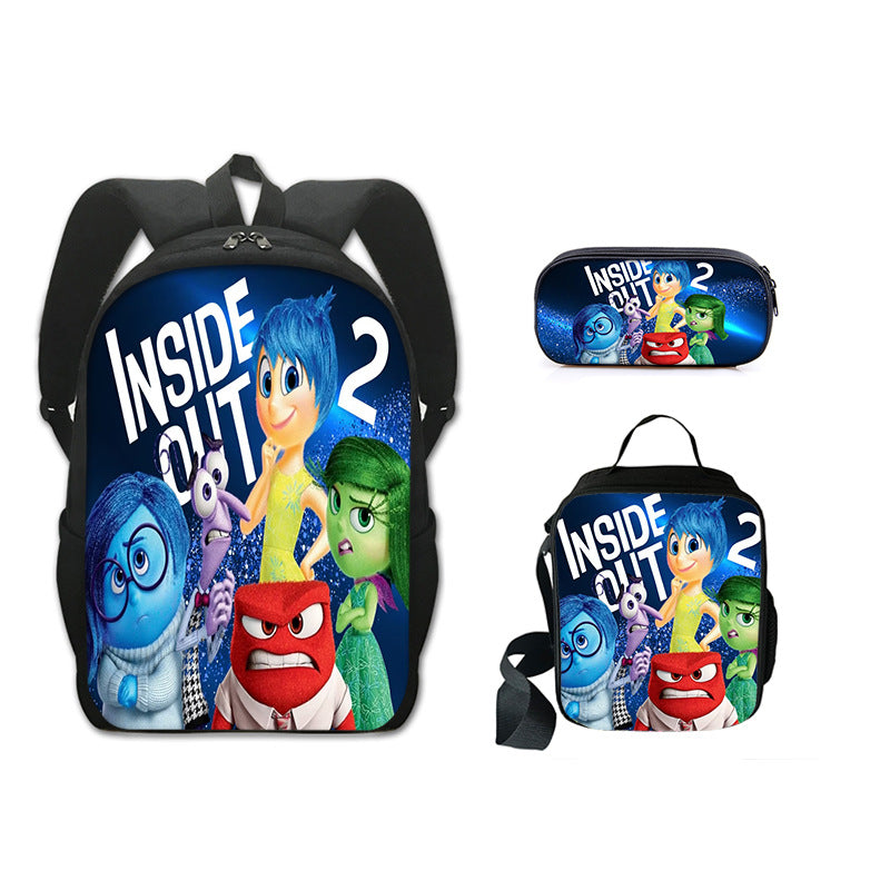 Inside Out Schoolbag Backpack Lunch Bag Pencil Case 3pcs Set Gift for Kids Students