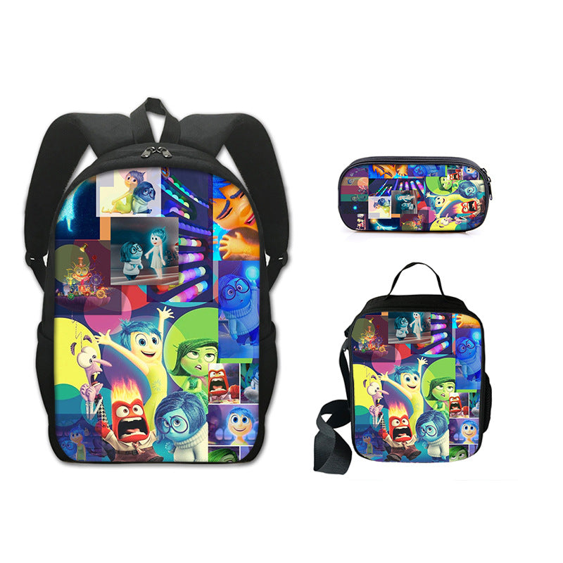 Inside Out Schoolbag Backpack Lunch Bag Pencil Case 3pcs Set Gift for Kids Students