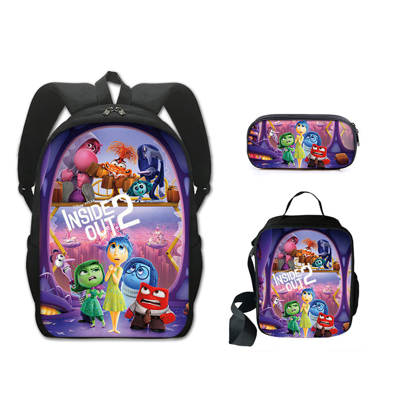 Inside Out Schoolbag Backpack Lunch Bag Pencil Case 3pcs Set Gift for Kids Students