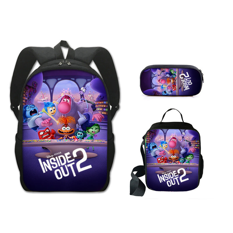 Inside Out Schoolbag Backpack Lunch Bag Pencil Case 3pcs Set Gift for Kids Students