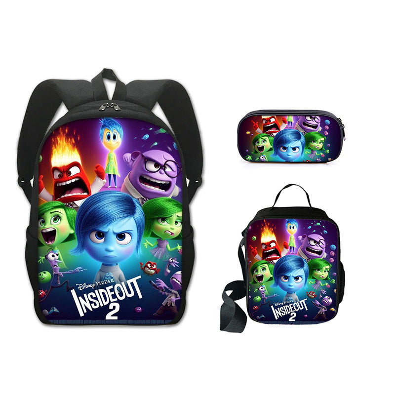 Inside Out Schoolbag Backpack Lunch Bag Pencil Case 3pcs Set Gift for Kids Students