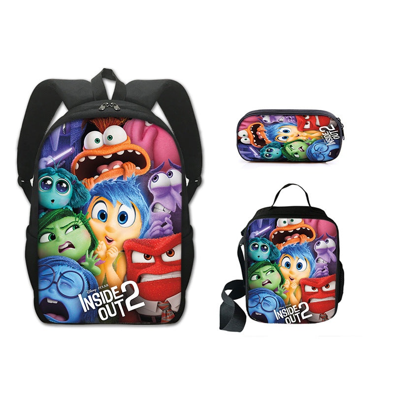 Inside Out Schoolbag Backpack Lunch Bag Pencil Case 3pcs Set Gift for Kids Students