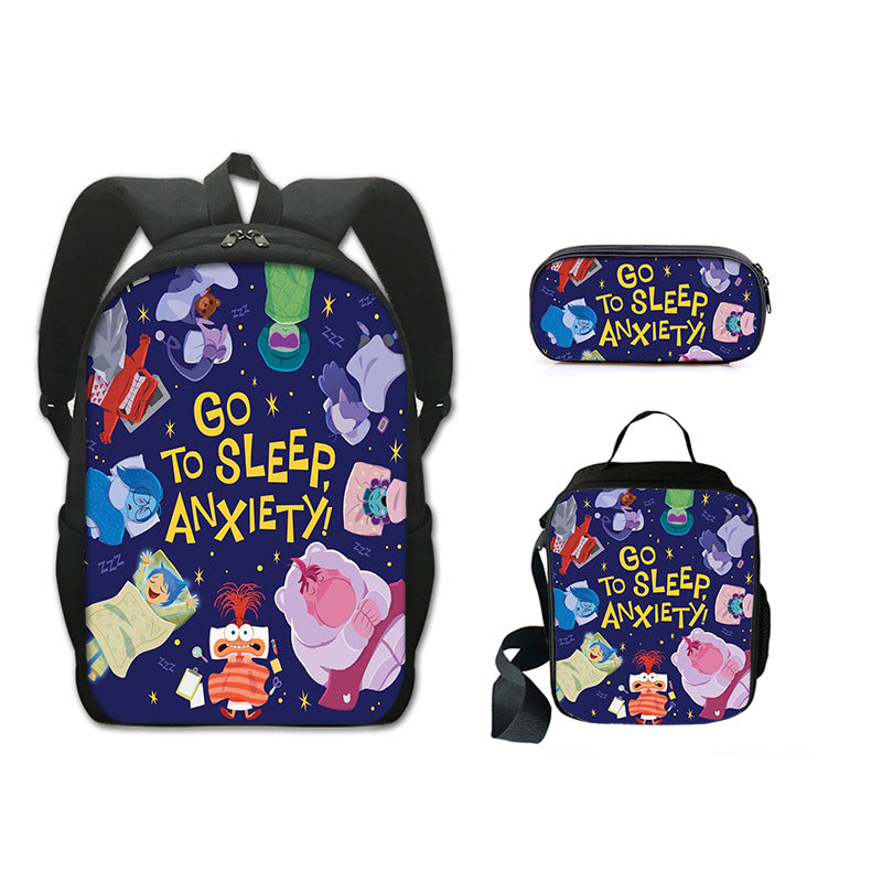 Inside Out Schoolbag Backpack Lunch Bag Pencil Case 3pcs Set Gift for Kids Students