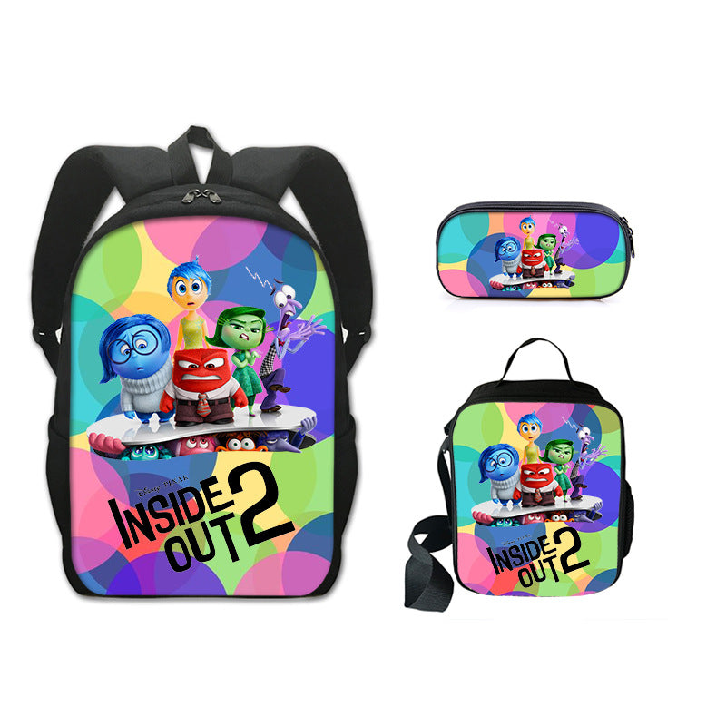 Inside Out Schoolbag Backpack Lunch Bag Pencil Case 3pcs Set Gift for Kids Students