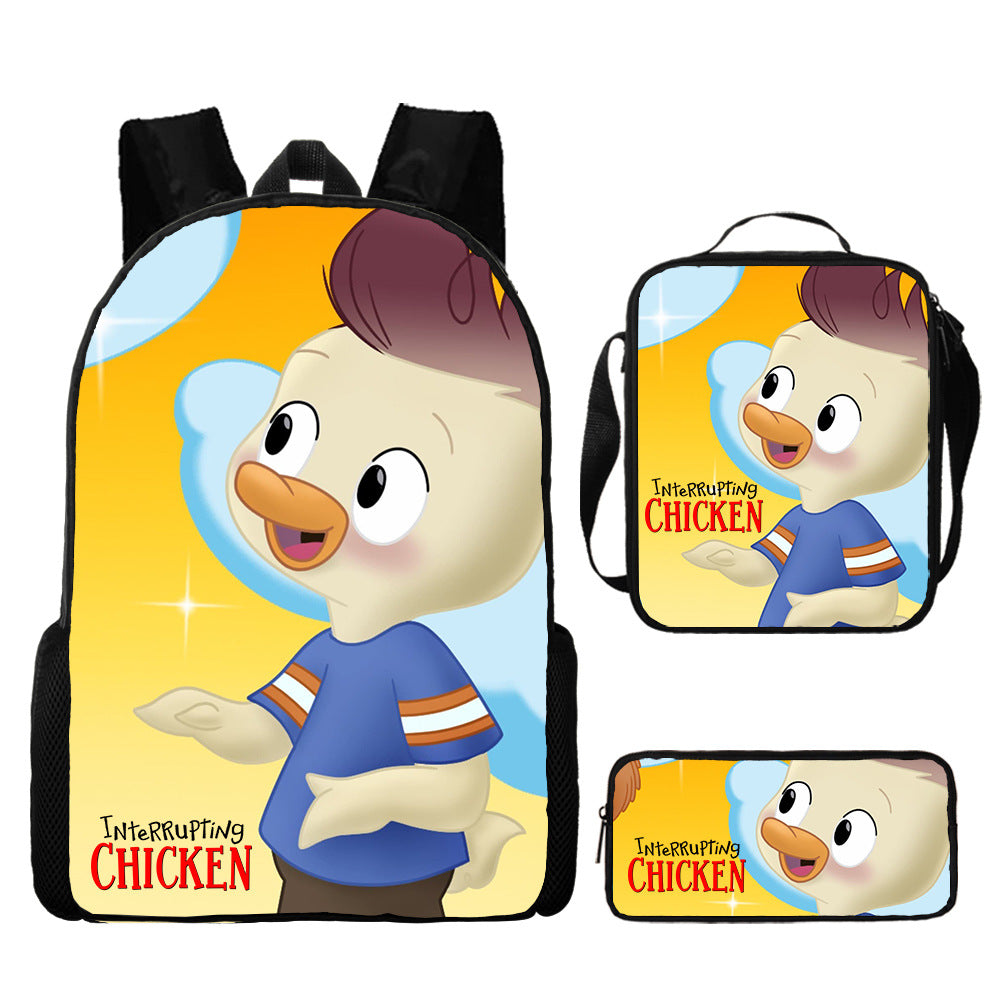 Interrupting Chicken Schoolbag Backpack Lunch Bag Pencil Case 3pcs Set Gift for Kids Students