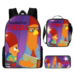 Interrupting Chicken Schoolbag Backpack Lunch Bag Pencil Case 3pcs Set Gift for Kids Students