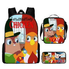 Interrupting Chicken Schoolbag Backpack Lunch Bag Pencil Case 3pcs Set Gift for Kids Students