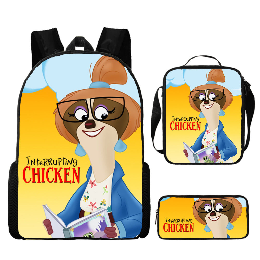 Interrupting Chicken Schoolbag Backpack Lunch Bag Pencil Case 3pcs Set Gift for Kids Students