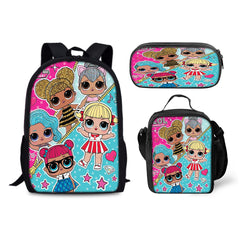 LOL Surprise Dolls Schoolbag Backpack Lunch Bag Pencil Case 3pcs Set Gift for Kids Students