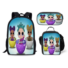 LOL Surprise Dolls Schoolbag Backpack Lunch Bag Pencil Case 3pcs Set Gift for Kids Students