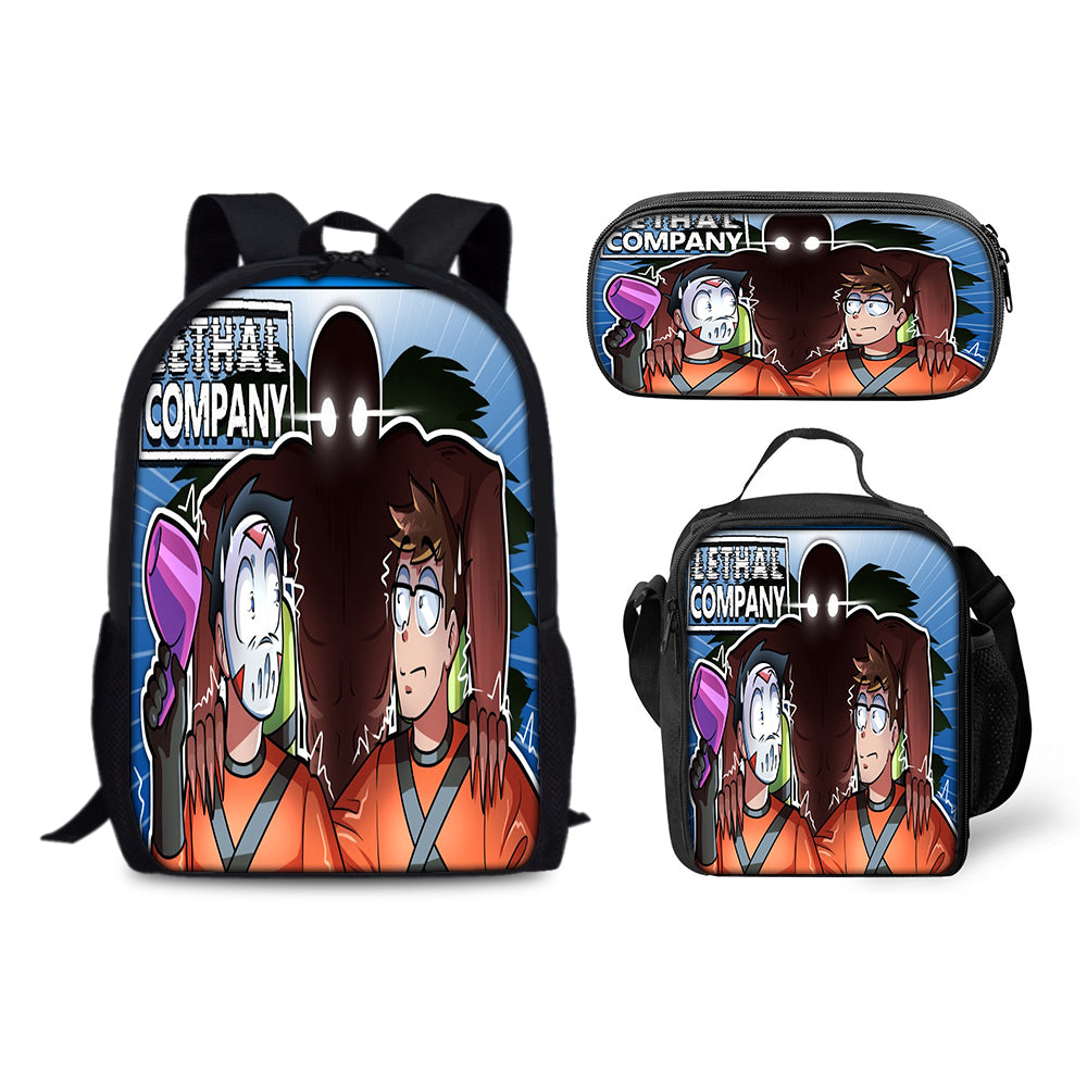 Lethal Company Schoolbag Backpack Lunch Bag Pencil Case 3pcs Set Gift for Kids Students