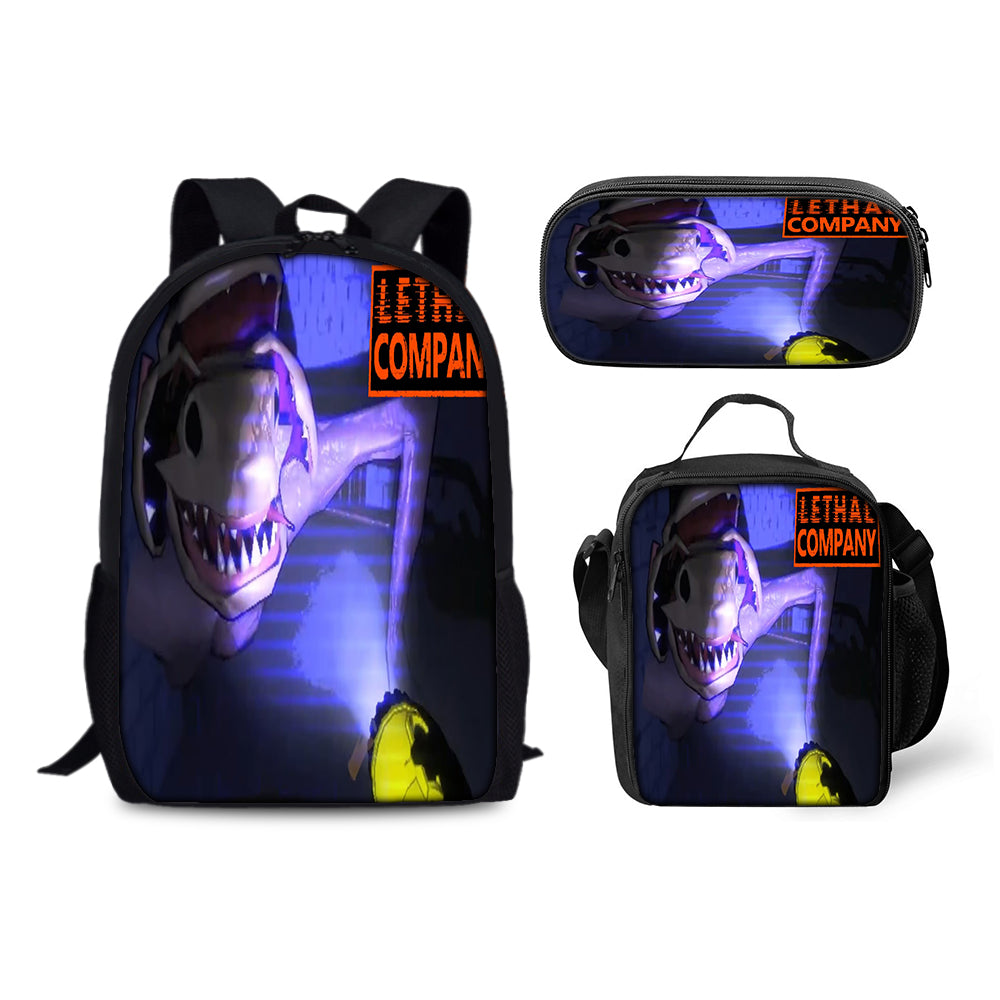 Lethal Company Schoolbag Backpack Lunch Bag Pencil Case 3pcs Set Gift for Kids Students