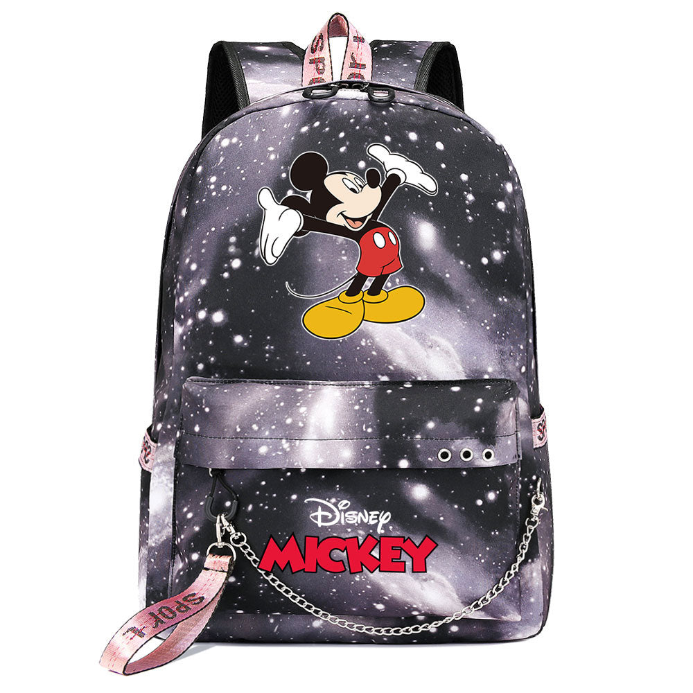 Mickey Mouse USB Charging Backpack Shoolbag Notebook Bag Gifts for Kids Students