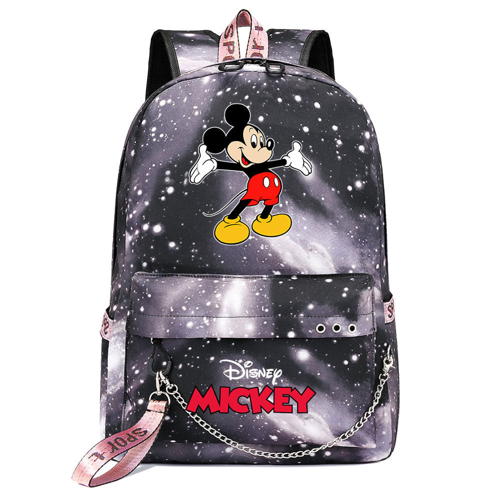 Mickey Mouse USB Charging Backpack Shoolbag Notebook Bag Gifts for Kids Students