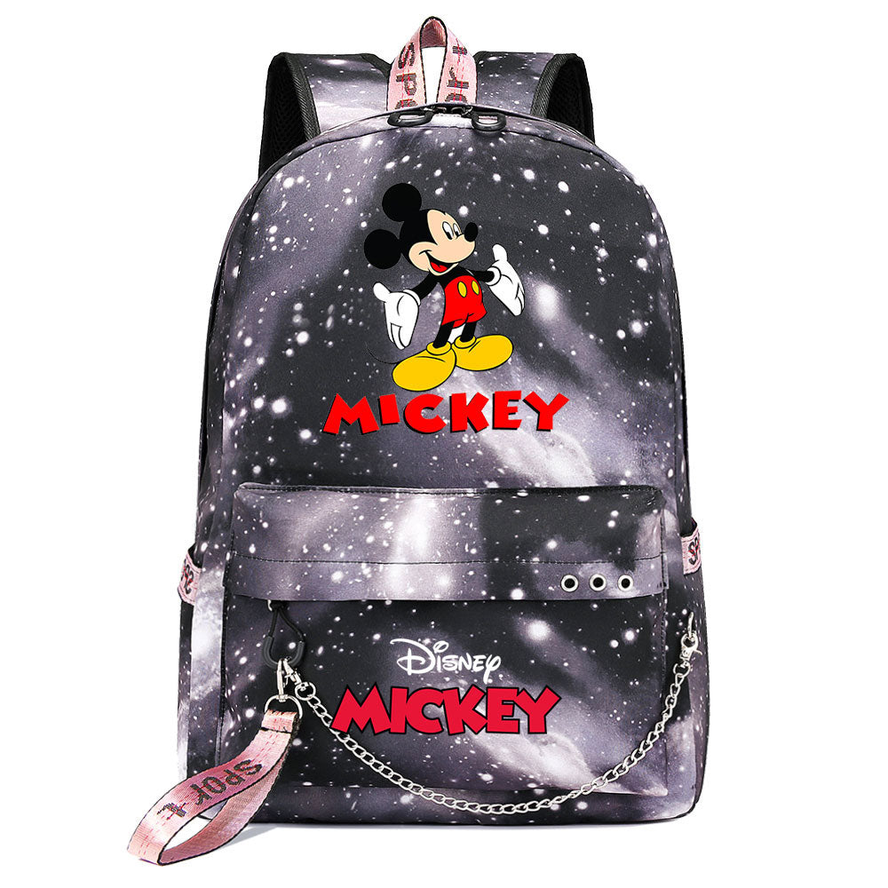 Mickey Mouse USB Charging Backpack Shoolbag Notebook Bag Gifts for Kids Students