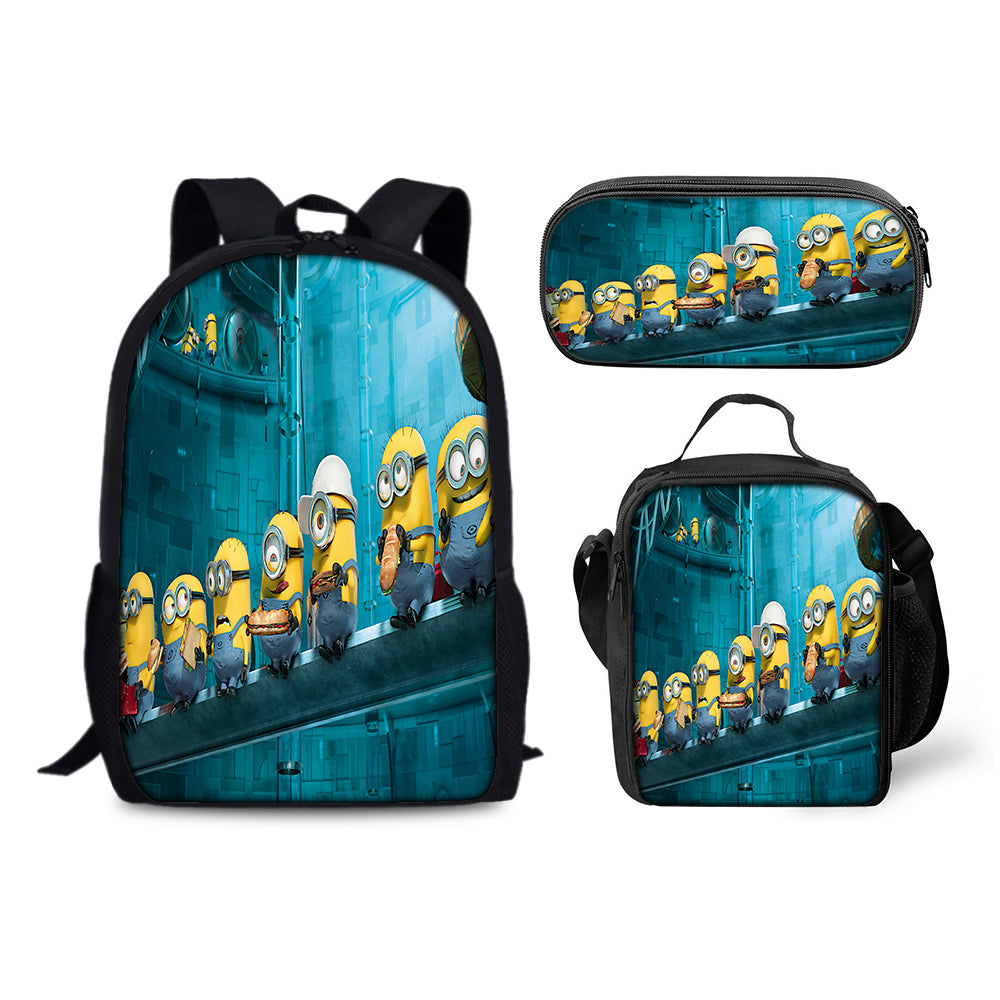 Minions Schoolbag Backpack Lunch Bag Pencil Case 3pcs Set Gift for Kids Students