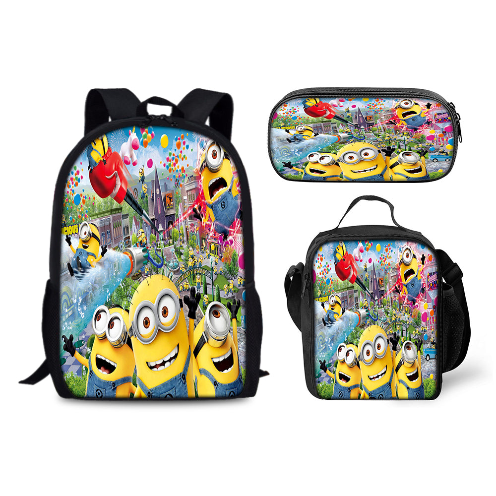 Minions Schoolbag Backpack Lunch Bag Pencil Case 3pcs Set Gift for Kids Students