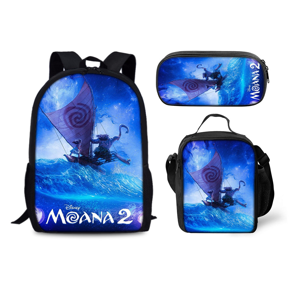 Moana 2 Schoolbag Backpack Lunch Bag Pencil Case 3pcs Set Gift for Kids Students