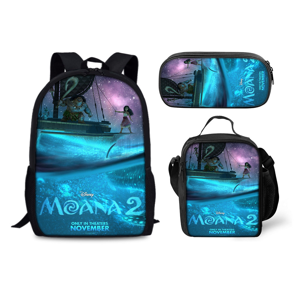 Moana 2 Schoolbag Backpack Lunch Bag Pencil Case 3pcs Set Gift for Kids Students