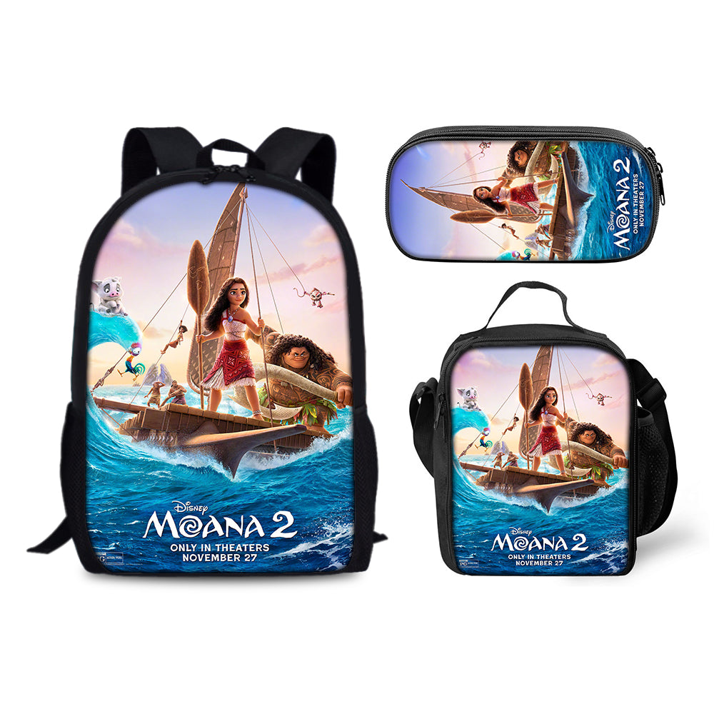 Moana 2 Schoolbag Backpack Lunch Bag Pencil Case 3pcs Set Gift for Kids Students