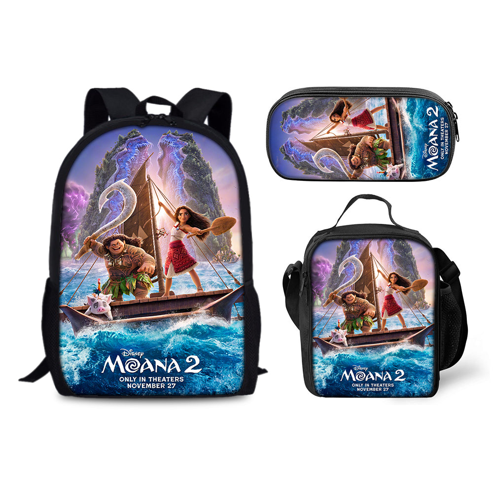 Moana 2 Schoolbag Backpack Lunch Bag Pencil Case 3pcs Set Gift for Kids Students