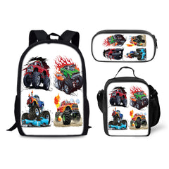 Monster Jam Schoolbag Backpack Lunch Bag Pencil Case 3pcs Set Gift for Kids Students