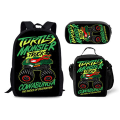 Monster Jam Schoolbag Backpack Lunch Bag Pencil Case 3pcs Set Gift for Kids Students